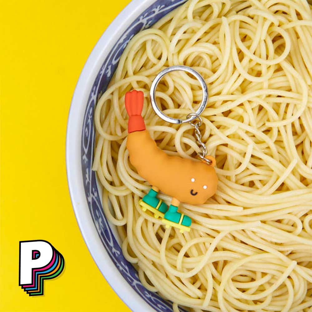 Porte-clés Crevette Ebi-T Kawaii Ramen dans un bol de nouuilles