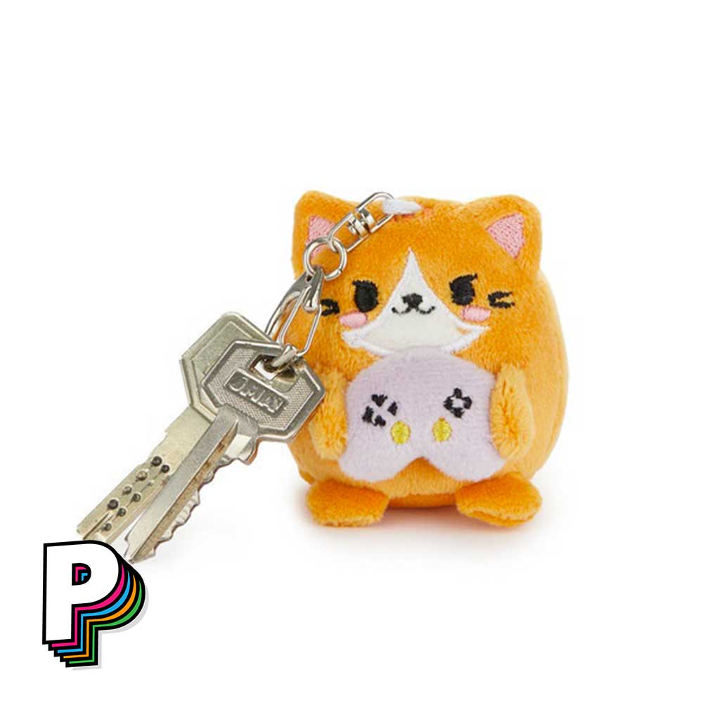 Porte-clés peluche chat orange Gamer Fluffy Kawaii avec les clés