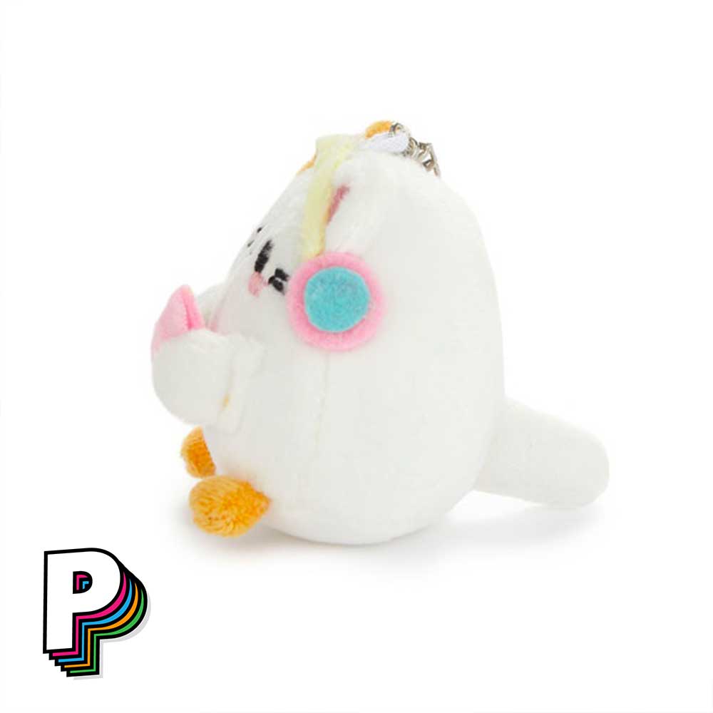 Porte-clés peluche chat blanc Melody Fluffy Kawaii de côté