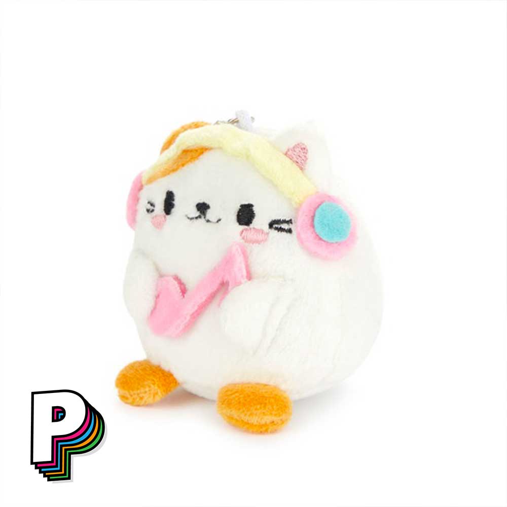 Porte-clés peluche chat blanc Melody Fluffy Kawaii détails du visage