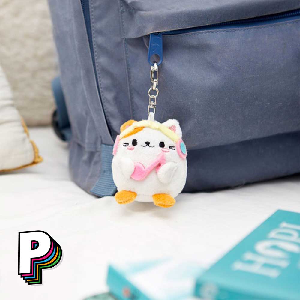 Porte-clés peluche chat blanc Melody Fluffy Kawaii accroché sac
