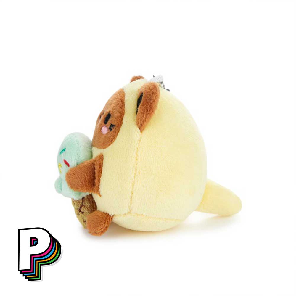 Porte-clés peluche chat Minty Jaune Fluffy Kawaii autre côté