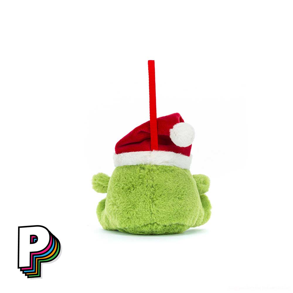 Peluche grenouille de Noël à suspendre Ricky Rain Frog de Jellycat de dos