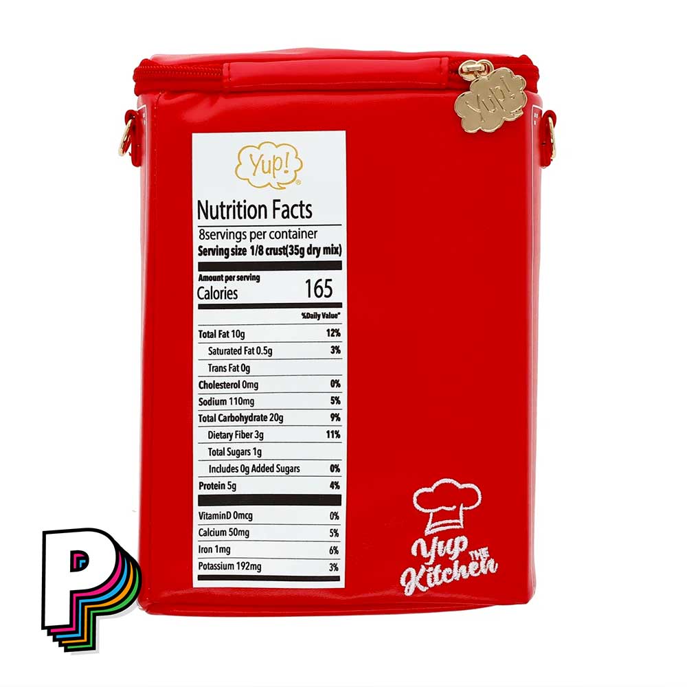 Dos du sac avec liste des ingrédients pizza