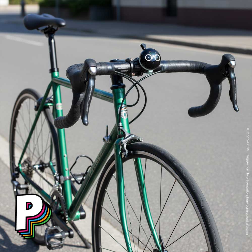 Sonnette vélo Brooklyn Bike de LIIX sur un vélo vert
