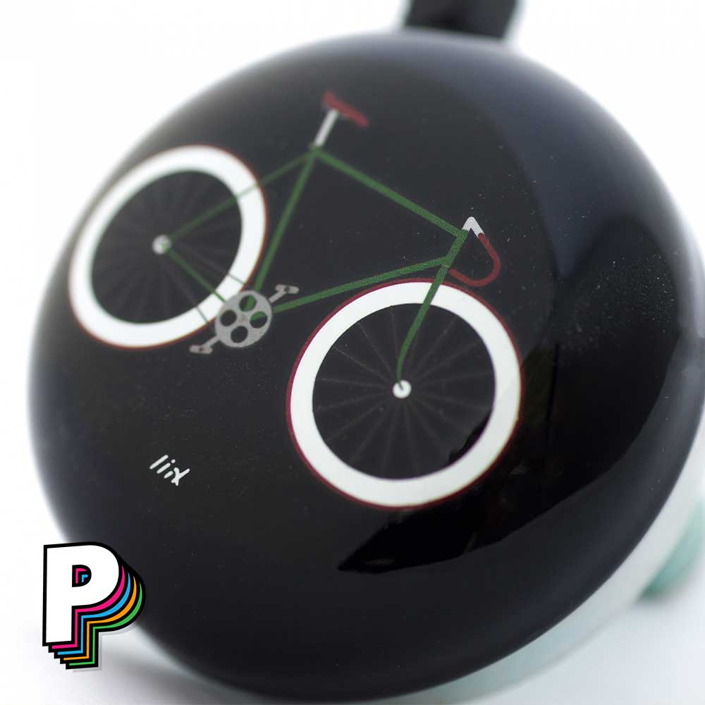 Illustration vélo vert de course sur sonnette stylée fond noir