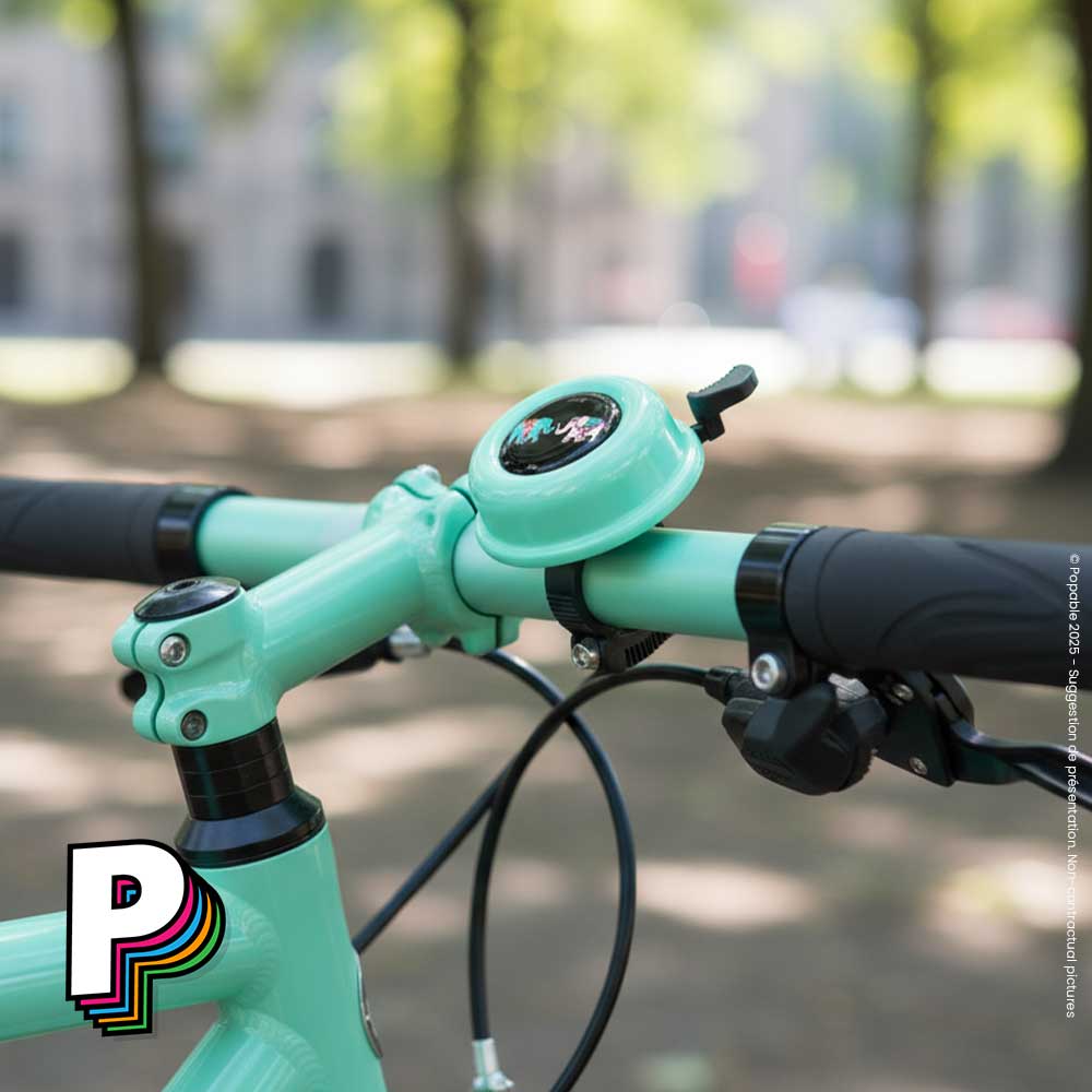 Sonnette vélo vert/bleu Elephant Kiss de LIIX sur vélo vert