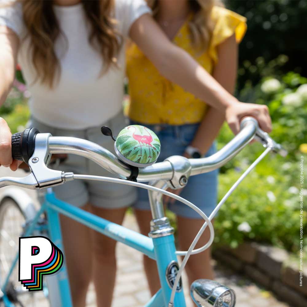 Sonnette verte XXL Flamants Roses pour vélo de LIIX sur vélo