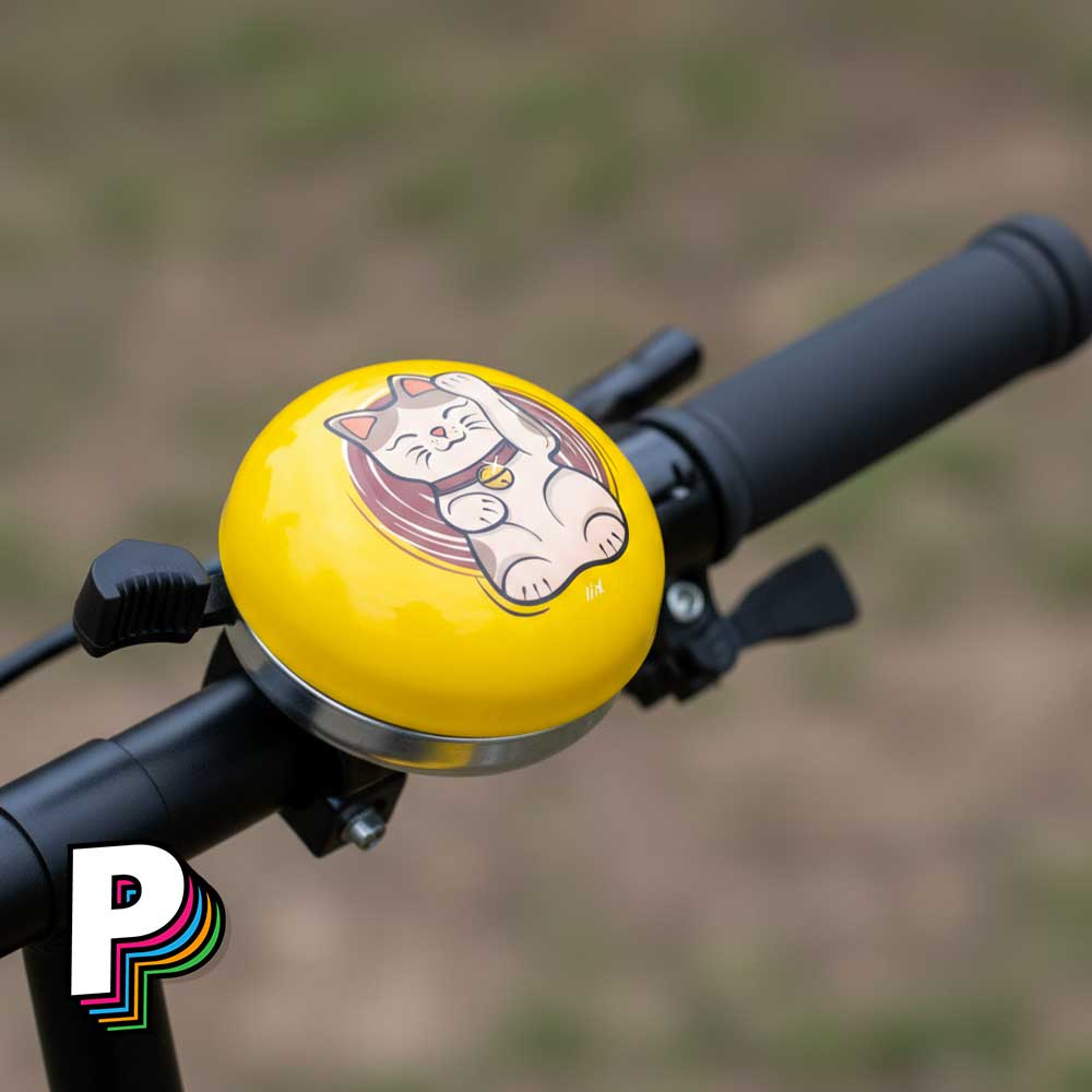 Sonnette vélo Lucky Cat de LIIX sur un guidon de vélo