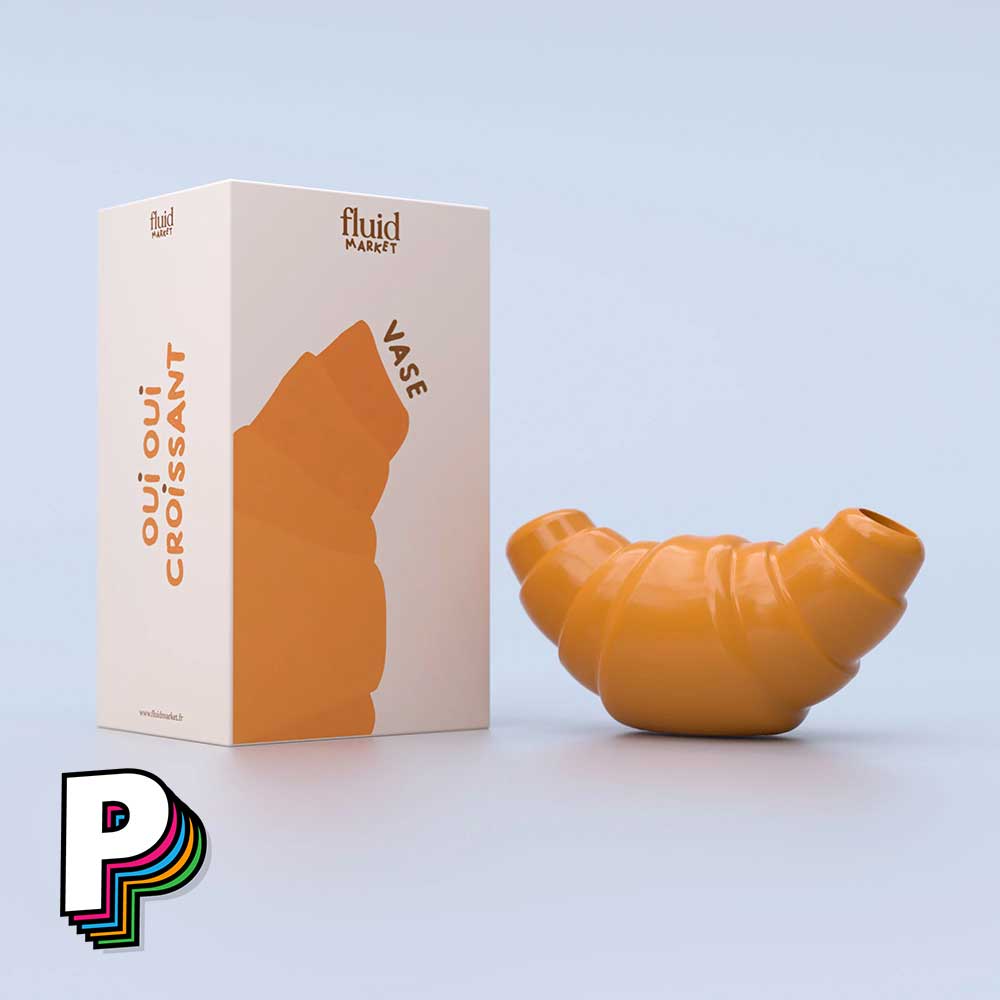 Vase Croissant en céramique de Fluid Market et sa boite