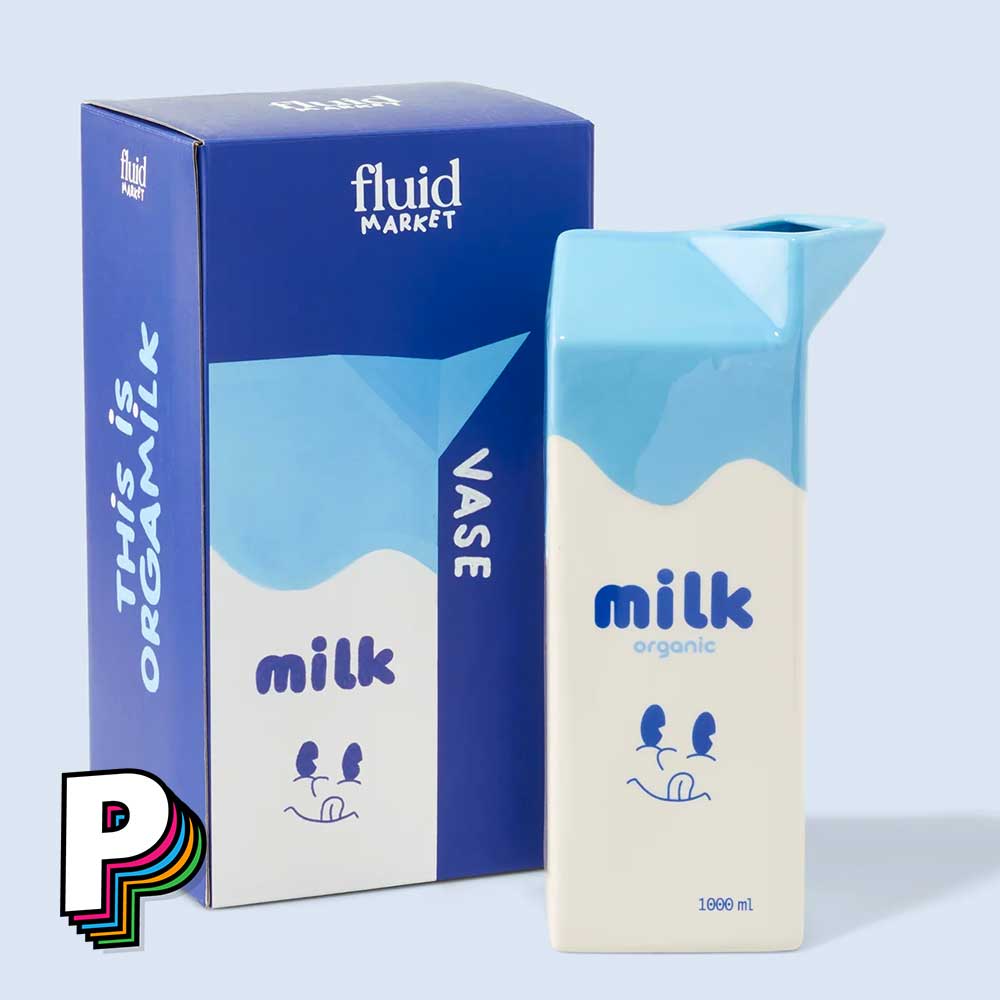 Vase Brique de Lait en céramique de Fluid Market et sa boite